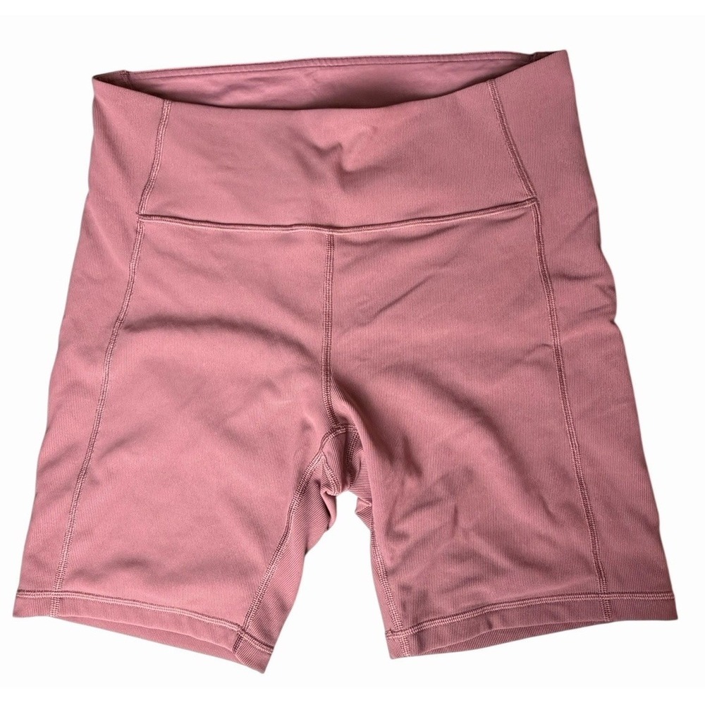 Lululemon Ribbed Biker Shorts Women Dusty Rose High Rise Stretch Athleisure
